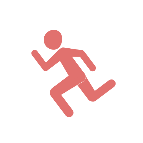 pink icon of man running