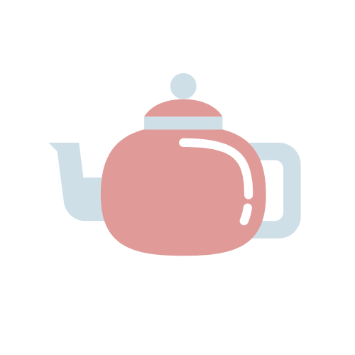 pink and grey coloured teapot icon