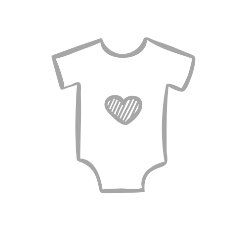 grey coloured baby onesie with a love heart in the middle